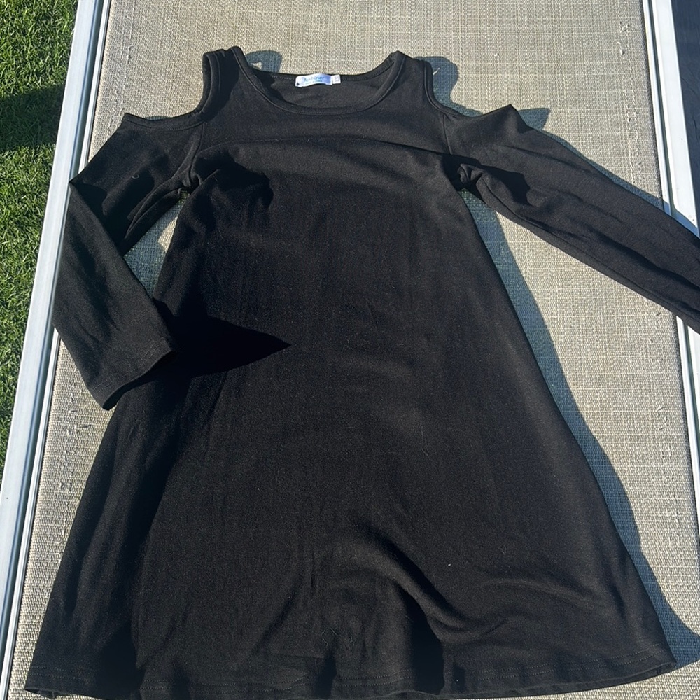 Stylish Black Cold Shoulder Kids Dress